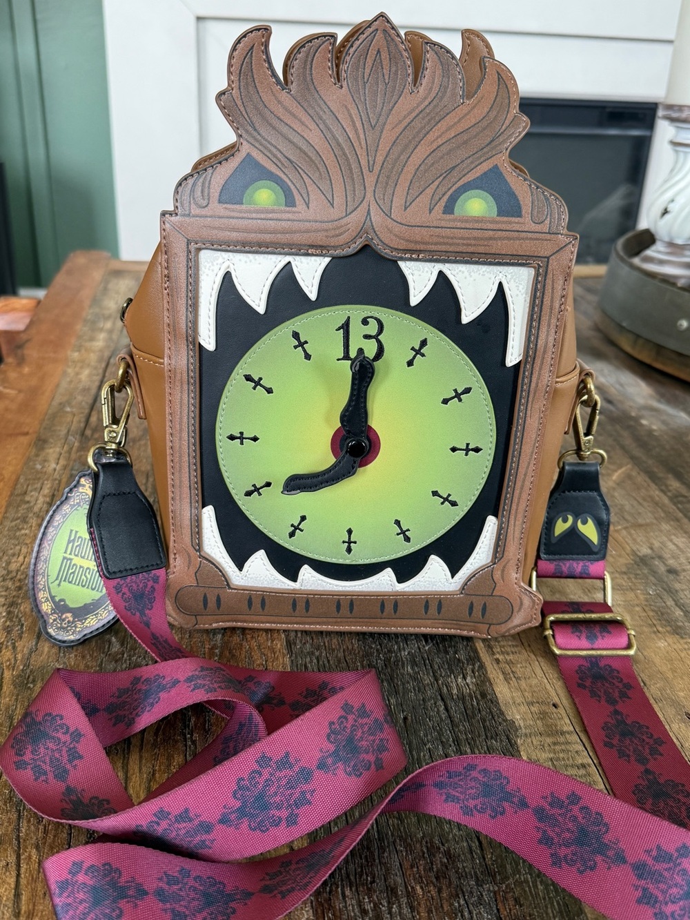 Loungefly Disney Haunted Mansion Clock Crossbody Bag, Glow-in-the-Dark - Picture 7 of 13